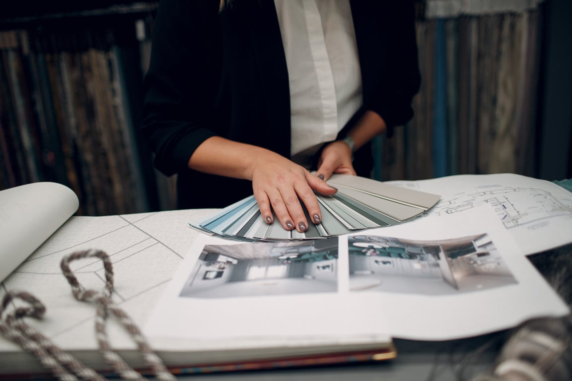 Interior Designer Woman at Work. Design and Interior Decoration.